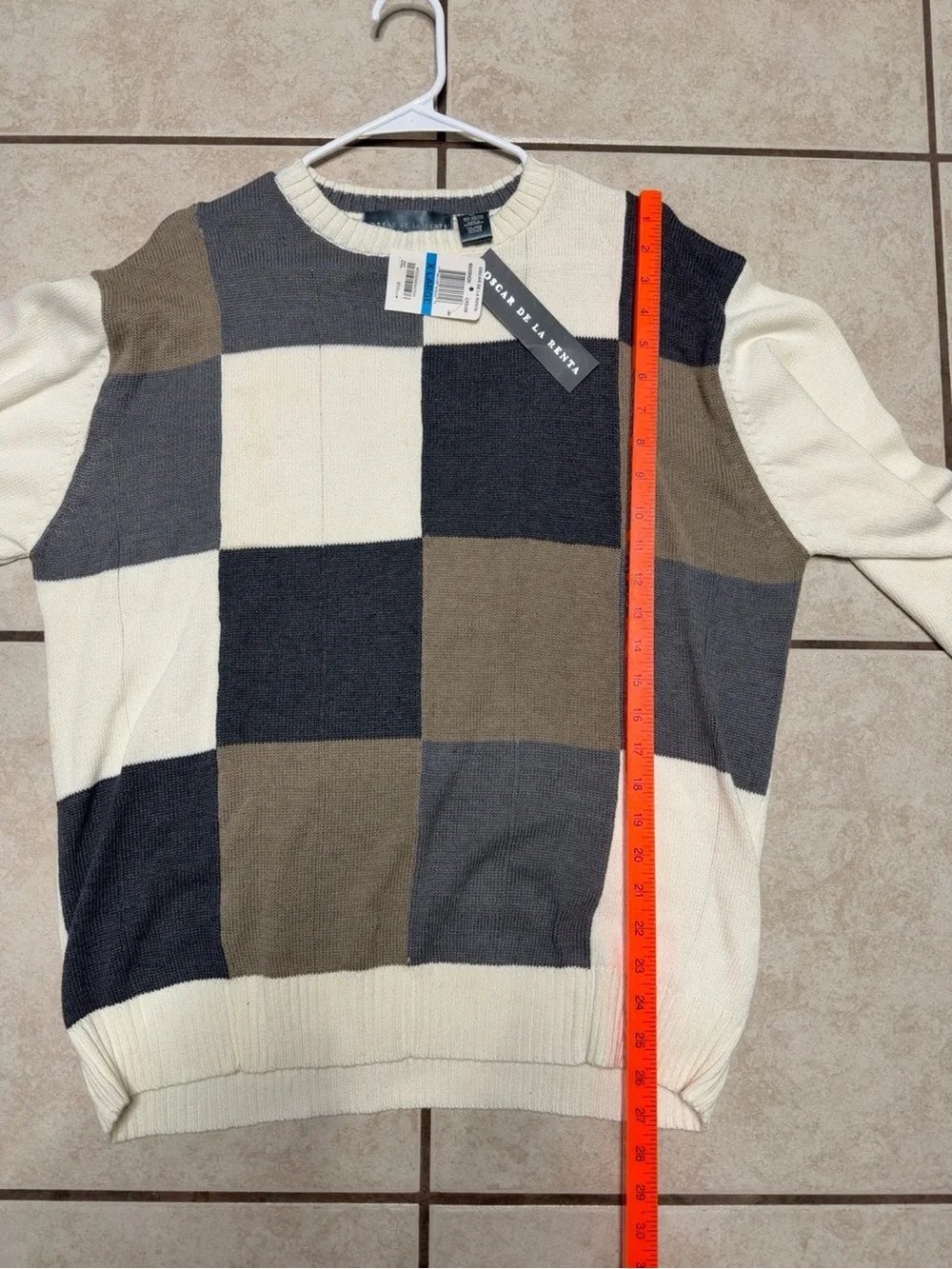 NWT Oscar de la Renta Colorblock Sweater XL Cozy Mr. Rogers Style